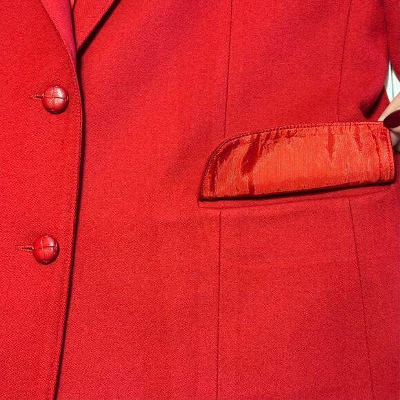 Vintage 80s Kensington Square Red Wool Blazer Sz 9/10 Oversized Boyfriend Career - Picture 6 of 10